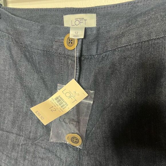 Ann Taylor Loft Blue Denim Chino Shorts NWT Size 12 - Picture 3 of 9